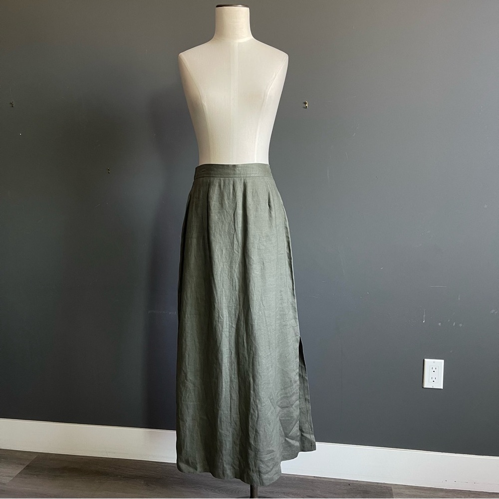 A-Line Olive Green Maxi Skirt